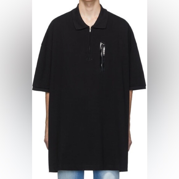 SSense Random Identities Men’s Oversized Black Polo - Picture 3 of 12
